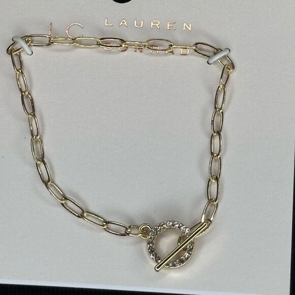 Lauren Conrad Dainty Link Crystal Toggle Closure Bracelet - Picture 3 of 5